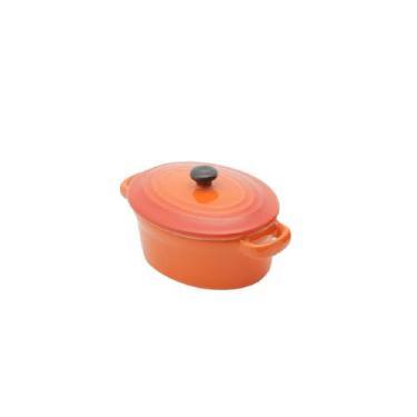 Imagem de Mini panela oval porcelana, com tampa - Laranja - Bon Gourmet