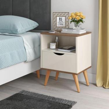 Imagem de Mesa De Cabeceira Estilo Retrô Pés Em Madeira Maciça Grécia -Jc Martin