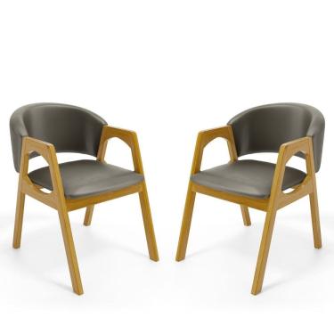 Imagem de Kit Com 2 Cadeiras Agatha Madeira Maciça Estofada Para Mesa De jantar