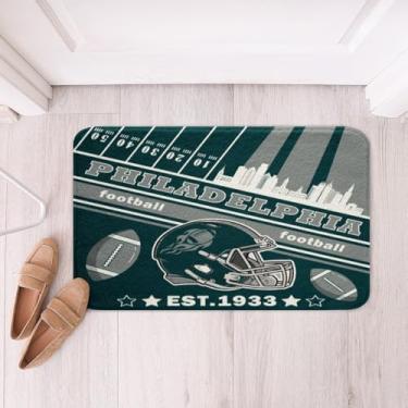 Imagem de Feelyou Tapetes de banho de futebol para banheiro 40,6 cm x 61 cm Filadélfia tapetes de banheiro crianças meninos futebol cidade tapetes de banho para banheira de chuveiro