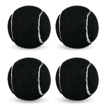 Imagem de 4 bolas de tênis pré-cortadas para andadores – Bolas deslizantes resistentes com almofadas de feltro para andadores e pernas de móveis, proteção de chão, decoração de festa com tema de tênis (preto)