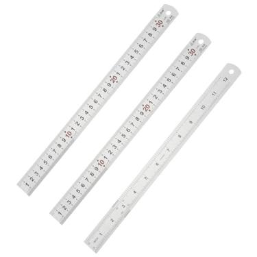 Imagem de PATIKIL Régua reta de metal de 30 cm, 3 peças, processo de gravura em aço inoxidável, graduações de milímetros para construção de engenheiro de medição