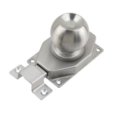 Imagem de T Tulead Fechadura de porta deslizante de aço inoxidável, fechaduras de porta de celeiro prateadas, 1 conjunto com parafusos, para garagem, banheiro, armário