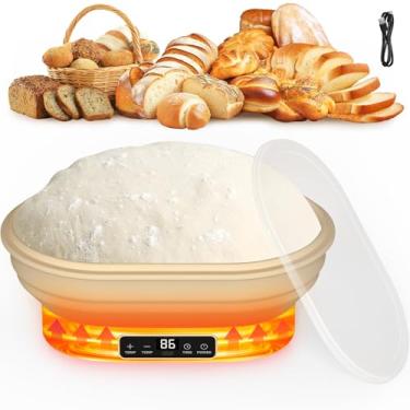 Imagem de Cesta à prova de pão de fermento de aquecimento, tigela oval de silicone termostático de 2L com 6 configurações de temporizador e temperatura para aumentar a massa, pode ser lavada na lava-louças