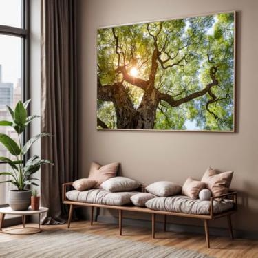 Imagem de Quadro com Moldura Sala Quarto Árvore Decorativo Horizontal Grande Hall