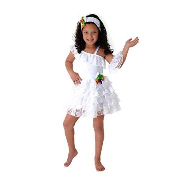 Imagem de Sulamericana Fantasias Baianinha Luxo Infantil, M 6/8 Anos, Branco