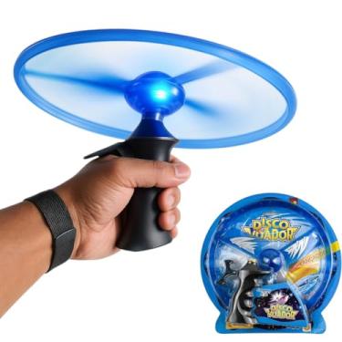 Imagem de Disco Voador LED, Brinquedo Voador com Luz Azul, Lançador Manual, Disco Giratório para Diversão ao Ar Livre, Brinquedo Infantil