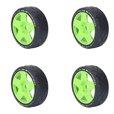 Imagem de Domary Rodas RC de 1/8 GT, Pneus de Corrida de Corrida Fortes, Resistência Ao Desgaste Em Rodas de Estrada, Adaptador de 17 Mm para 1/8 de Carro de Corrida de Pneus GT de Corrida (Verde)