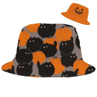 Imagem de Chapéu de balde Corkifux Halloween Pumpkin Black Cat Print