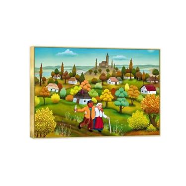 Imagem de BMZFYBS Arte de parede em tela reprodução de pintura famosa - imagens de moldura dourada para sala de estar - Way to Home-Decor Poster e impressões 20x30cm8x12in