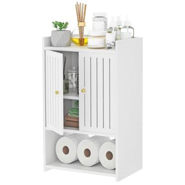 Imagem de HAYOFAMY Armário de parede para banheiro, armário de remédios de 4 camadas com porta, organizador de prateleira de banheiro para sala de estar, cozinha, entrada, espaço pequeno