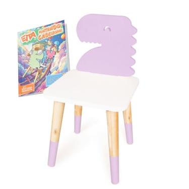 Imagem de Kit Educativo Cadeira Infantil de Madeira Dinossauro - Lilás