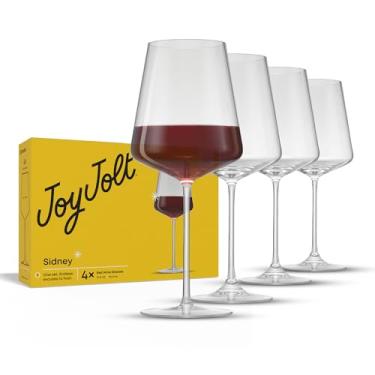 Imagem de JoyJolt Sidney Conjunto de 4 taças de vinho tinto | Copos de vinho modernos de 540 ml com haste longa | Conjunto de copos para bar doméstico | Lista de presentes de casamento, aniversário, presentes |