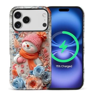 Imagem de Capa para iPhone 17 Pro [compatível com MagSafe], silicone macio brilhante + capa protetora 2 em 1 de policarbonato rígido antiarranhões à prova de choque para mulheres e homens - boneco de neve de