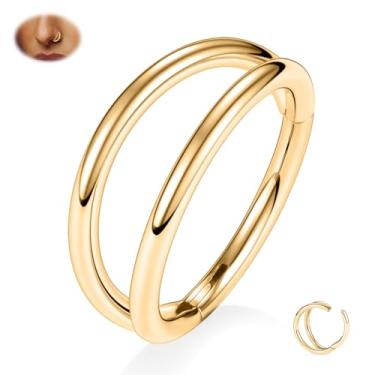 Imagem de PEAKLINK G23 Anel de titânio com nariz duplo para septo 20G/18G/16G Helix Daith Rook Tragus cartilagem concha argola brinco articulado segmento piercing joia para mulheres homens 6 mm a 12 mm, Sem