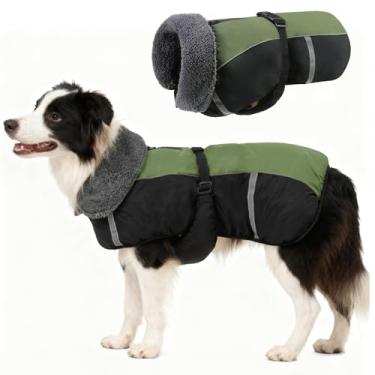 Imagem de SCENEREAL Casaco refletivo de inverno para cães, gola rolê, quente, à prova de vento, para clima frio, com fivela ajustável, colete para animais de estimação, roupas de neve para cães pequenos, médios