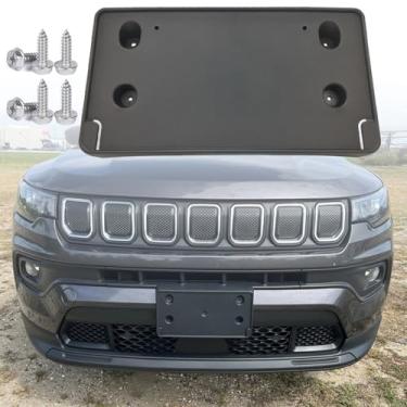 Imagem de FASTCHE Suporte de moldura para placa de identificação de carro para para-choque dianteiro compatível com 2022 2023 2024 2025 Jeep Compass moldura de placa de licença frontal substitui OE # 6WA18RXFAA