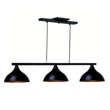 Imagem de Lustre Luminaria Pendente Triplo Panamá Aluminio Decorações (Preto)