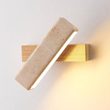 Imagem de VBESTLIFE Arandadeiras de Parede LED para Quarto, Iluminação Quente de 3000k, Lâmpada de Parede de Travertino de Carvalho Rotativa de 180 ° para a Cabeceira da Sala de Estar Ao Lado da (Cor de