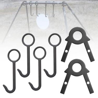 Imagem de SHINETEC Kit de suporte de alvo de tiro de aço – Suporte de metal para pendurar, ferragens de montagem para treinamento de alcance, 2 suportes de estrutura A e 4 ganchos para pendurar, conjunto de 6