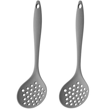 Imagem de Escumadeira De Silicone Preta Grande Kit 02 Un