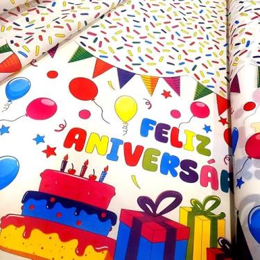 Imagem de TNT Estampado Toalha Feliz Aniversario 6.00m X 1,40m
