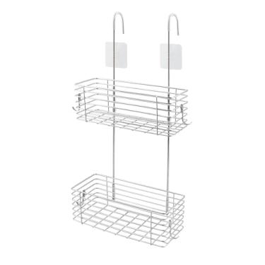 Imagem de Wealrit Prateleiras de chuveiro, organizador de armazenamento de banheiro, suporte de chuveiro pendurado sobre a porta, suporte portátil de aço inoxidável, suporte de xampu de armazenamento de tela