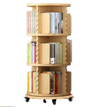 Imagem de AKALNNB Estante rotativa de madeira maciça, estante para casa com rodinhas de renda, 2/3/4/5/6 camadas