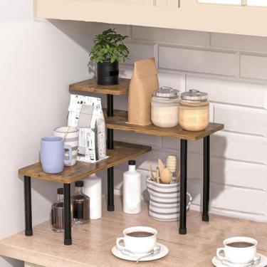 Imagem de Prateleira para Cozinha, Organizador de Bancada de Cozinha, Organizador de Balcão de Banheiro, Prateleiras de Canto de 3 Níveis, Bancada Ajustáveis para Especiarias