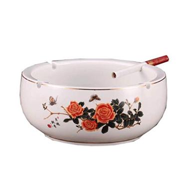 Imagem de Cinzeiros para Cigarros Azul e Branco Cerâmica Europeia Retro Sala de Estar Cinzeiro Boutique Grande Prático Cinzeiro de Cerâmica Elegante Personalidade Criativa Escritório Cinzeiro Redondo Decoração