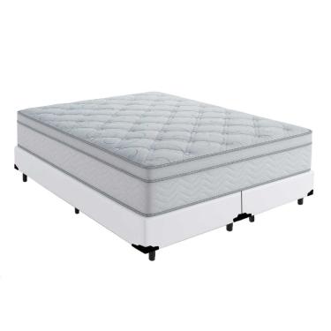 Imagem de Cama Box King 193 Tecido Sintético Branco Com Colchão Toronto Molas Ensacadas Branco D33