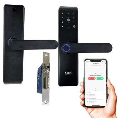 Imagem de Fechadura Digital Eletronica Porta Biometria Wifi App Celular Cartao Chave Casa Residencia Segurança Proteçao