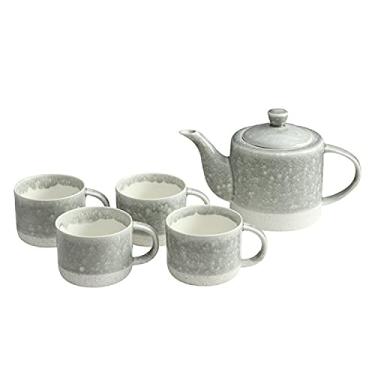 Imagem de Conjuntos de chá com bule de chá moderno de cerâmica e xícaras de café para mulheres e adultos, conjunto de xícaras de café, A (B) (B) (A)