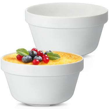 Imagem de Blushtier 2 peças de bacias de pudim de cerâmica de 1,6 qt brancas para pudim de Natal de 20 cm para cozinhar a vapor, durável e resistente, tigela de pudim de ameixa cozida no vapor, fácil de limpar