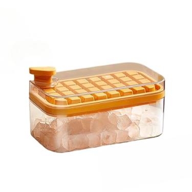 Imagem de Forma De Gelo Silicone, Com Tampa E Fundo RíGidos E FlexíVeis, 14 Cubos RetâNgulos(AMARELO,2 FORMAS)