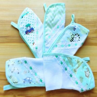 Imagem de Fraldinhas de Boca Bebê com Porta Chupetas kit com 5 Unidades 100% Alg