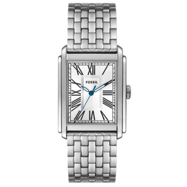 Imagem de Relógio Fossil Masculino Ref: Fs6008/1kn Clássico Retangular Prateado