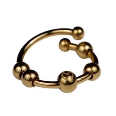 Imagem de Anel de aço inoxidável ajustável Moksha | Anel de ansiedade com contas | Anéis de meditação | Alívio de ansiedade natural, Metal não precioso, Sem pedras preciosas