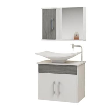 Imagem de Conjunto Bali MDF gabinete para banheiro 50cm com cuba e espelheira(ROVERE)