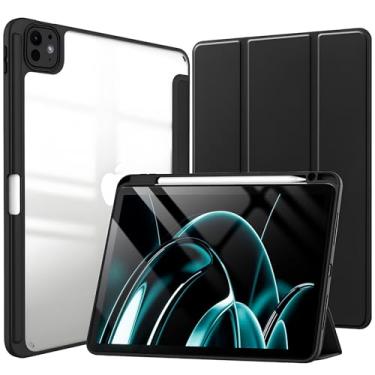 Imagem de Capa para iPad Pro 11 Polegadas M5/M4 (2025/2024) 6ª/5ª Geração Capinha Protetora Fina Capa Traseira Transparente Proteção com Suporte para Lápis - Negro