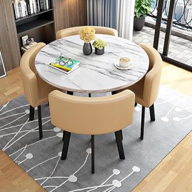 Imagem de Conjunto De Mesa De Jantar Redonda Moderna, Mesa E Cadeiras De Cozinha, Conjunto De Mesa De Jantar Pequena Para 4, Mesas E Cadeiras De Sala De Conferências De Escritório Pequen, C1, One Size