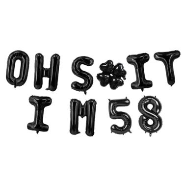 Imagem de Oh I'm 58! Balões de látex 40,6 cm preto hallo cinquenta e oito torcidas para 58 anos decoração temática para homem mulher feliz 58º aniversário festa estúdio foto adereço bandeira decorações