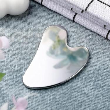 Imagem de Ferramenta GuaSha para rosto (aço inoxidável) – Ferramenta de massagem facial para relaxamento e uso em cuidados com a pele
