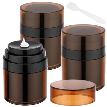 Imagem de Segbeauty Pote pequeno recarregável de 30 ml, frasco de bomba sem ar âmbar, 3 recipientes vazios de creme, mini loção a vácuo para artigos de higiene pessoal, dispensador de bomba de 30 ml