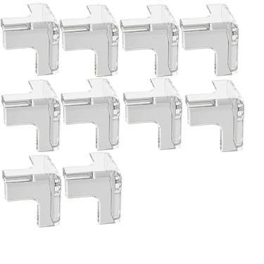 Imagem de Pacote com 10 protetores de canto transparentes para amortecedores, amortecedores de segurança de borda de móveis para qualquer mesa em forma de T