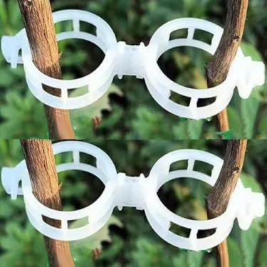 Imagem de 50 peças de clipes de suporte de plantas de plástico reutilizáveis, clipe de suporte de planta de fixação de videira de jardim para suportes de escalada, fivela de diâmetro interno de cerca de 2,5 cm