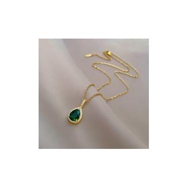 Imagem de Colar com pingente decorativo de zircônia verde gota de água, moda feminina, uso diário, temperamento suave, clavícula, acessórios de joias luxuosas, presente para amigas