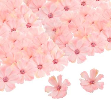 Imagem de 50 peças de margaridas artificiais, cabeças de margaridas falsas de seda de 4,6 cm, mini margaridas, flores artificiais a granel para buquês de casamento, decoração de casa, rosa claro