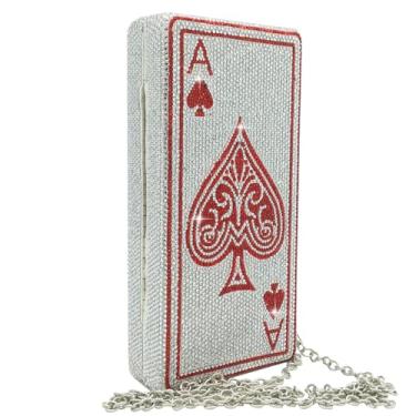 Imagem de Poker Card Queen Noite Bolsas e Embreagens para Mulheres Bolsa Clutch Cristal Strass Bolsa de Festa, Heart a, Small