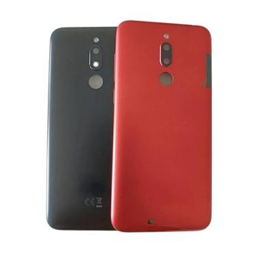 Imagem de SHOWGOOD para Meizu M6T / Meilan 6T bateria porta traseira capa capa com peças de reposição de lente de câmera (preto)